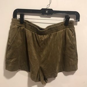 Navy Green Velvet Shorts